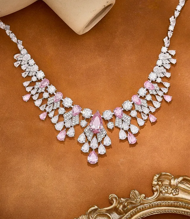Yellow and White Gemstone Bib Cascade Necklace 6
