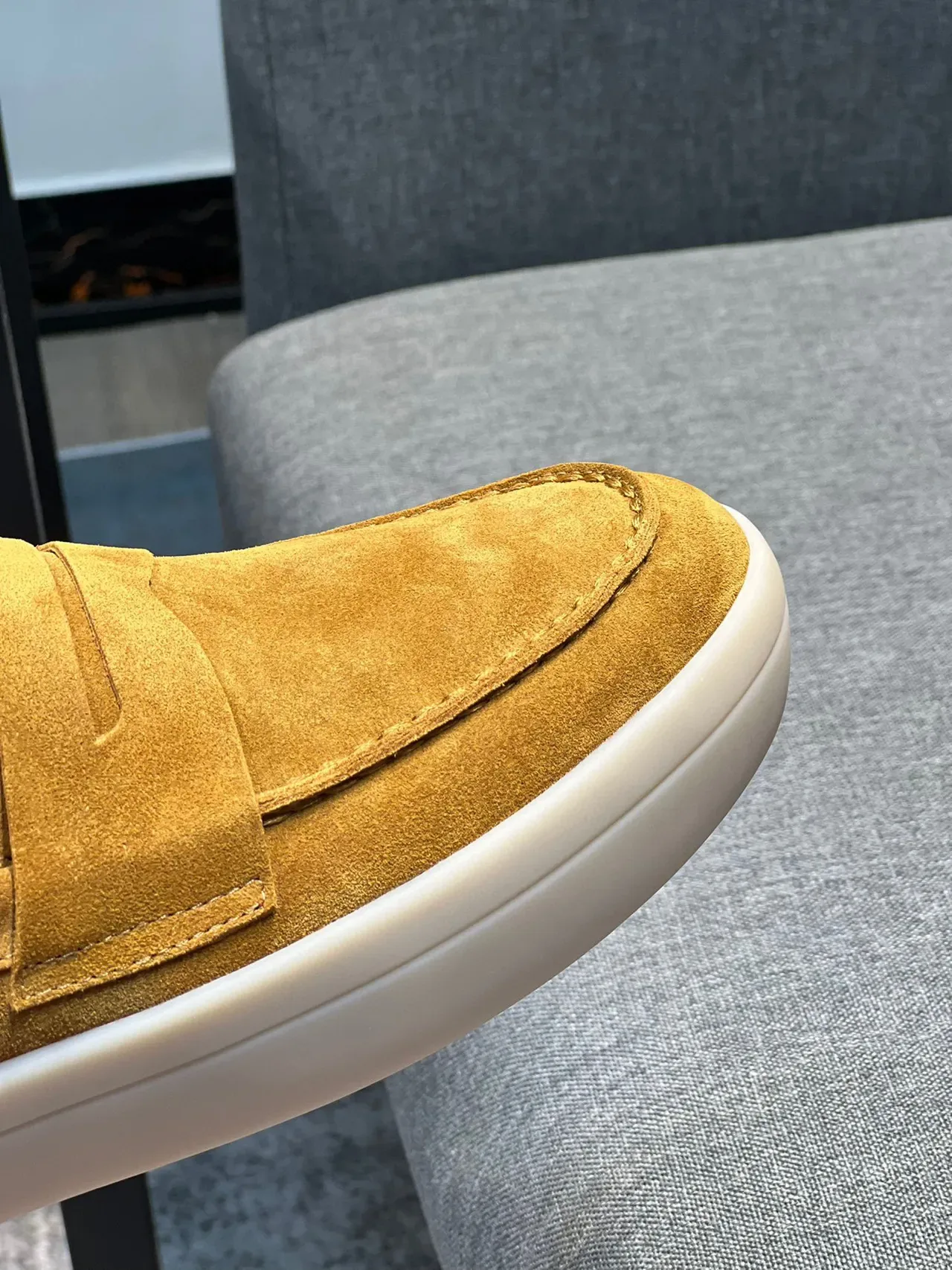 Yellow Beige Suede Upper Penny Strap Loafer 3