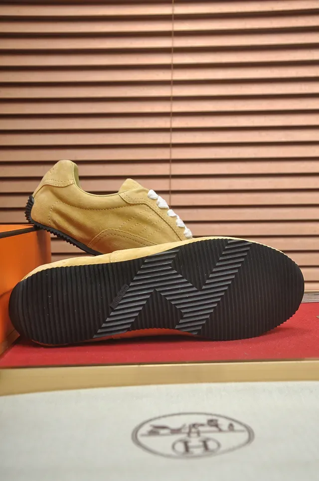 Yellow White Suede Upper Laces Sneakers 3