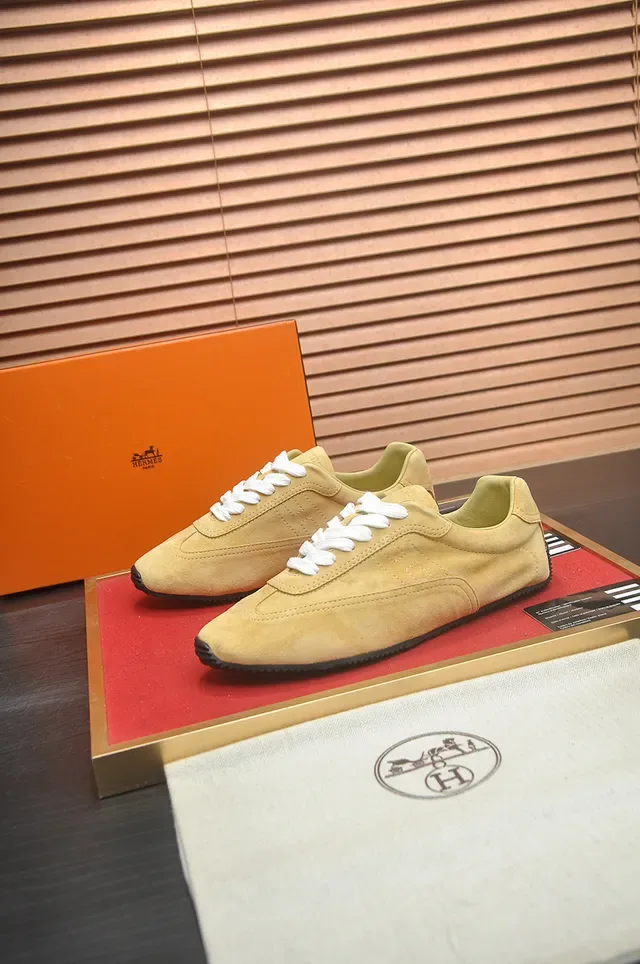 Yellow White Suede Upper Laces Sneakers 4