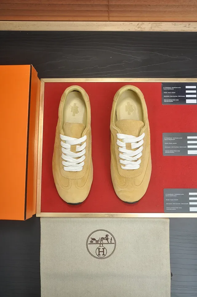 Yellow White Suede Upper Laces Sneakers 5