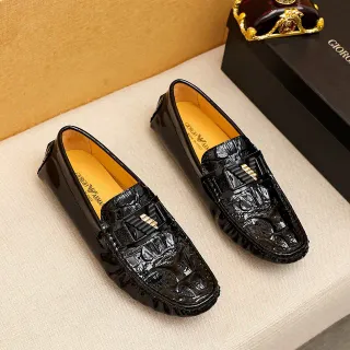 Giorgio Armani Crocodile-Embossed Patent Leather Loafers