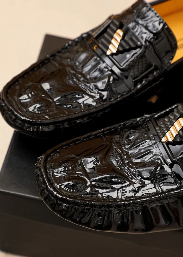 Giorgio Armani Crocodile-Embossed Patent Leather Loafers 5
