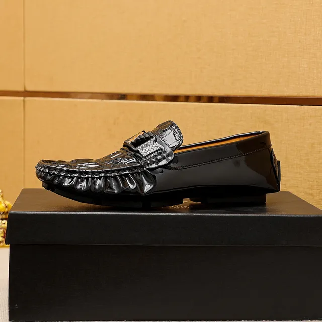 Giorgio Armani Crocodile-Embossed Patent Leather Loafers 6