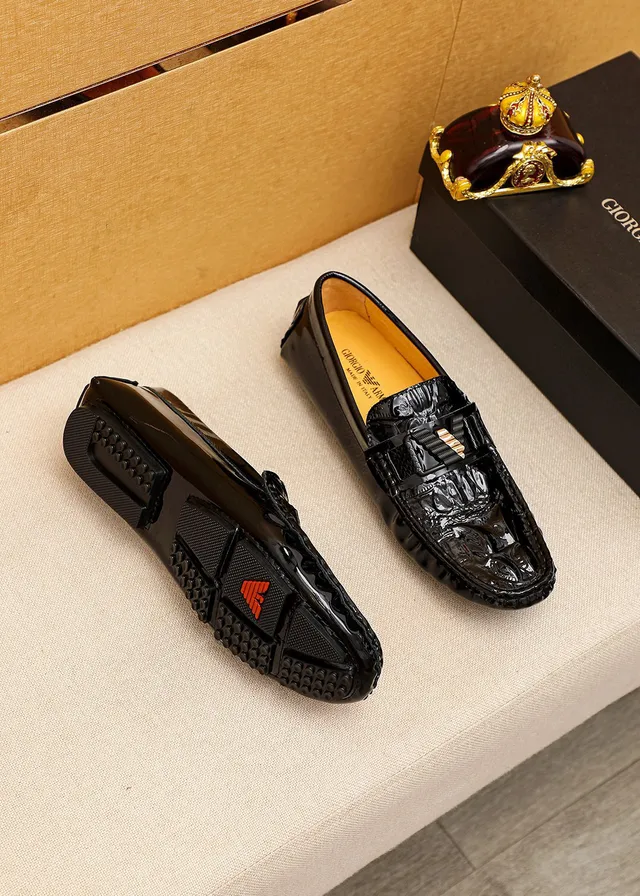 Giorgio Armani Crocodile-Embossed Patent Leather Loafers 9