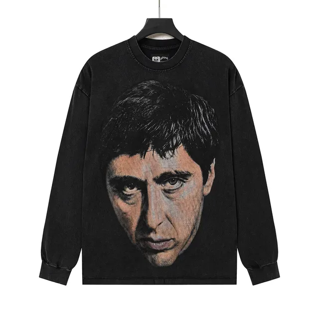 Godspeed Black Gray Distressed Wash Photorealistic Face Graphic T-Shirt 3
