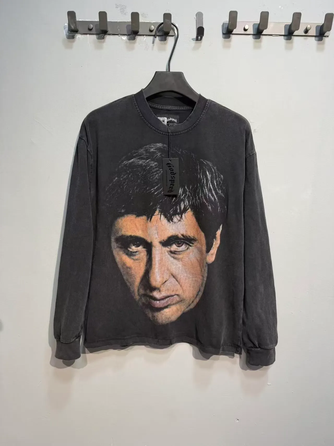 Godspeed Black Gray Distressed Wash Photorealistic Face Graphic T-Shirt 5