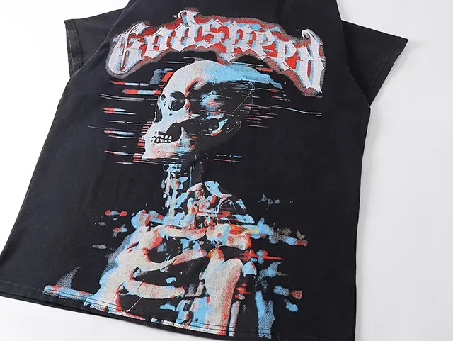 Godspeed Glitch Skull Graphic Black T-Shirt 3