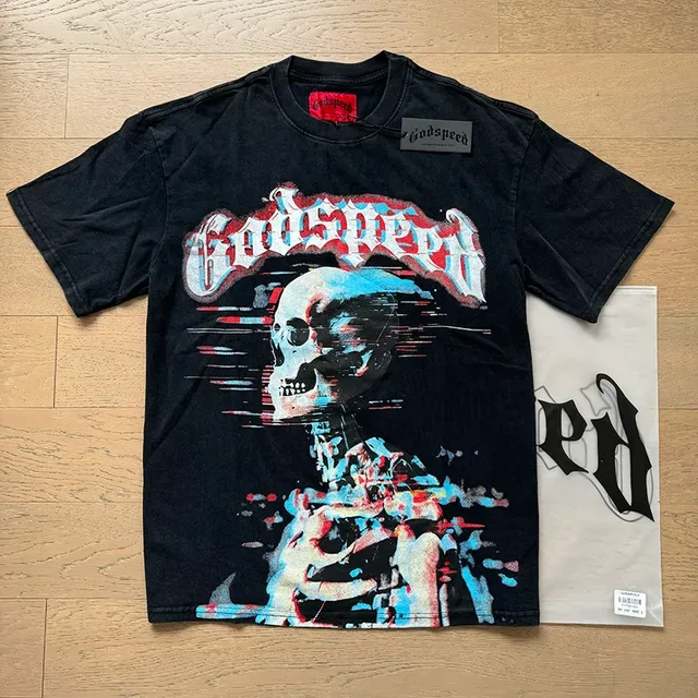 Godspeed Glitch Skull Graphic Black T-Shirt 5