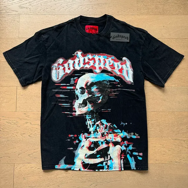 Godspeed Glitch Skull Graphic Black T-Shirt 6