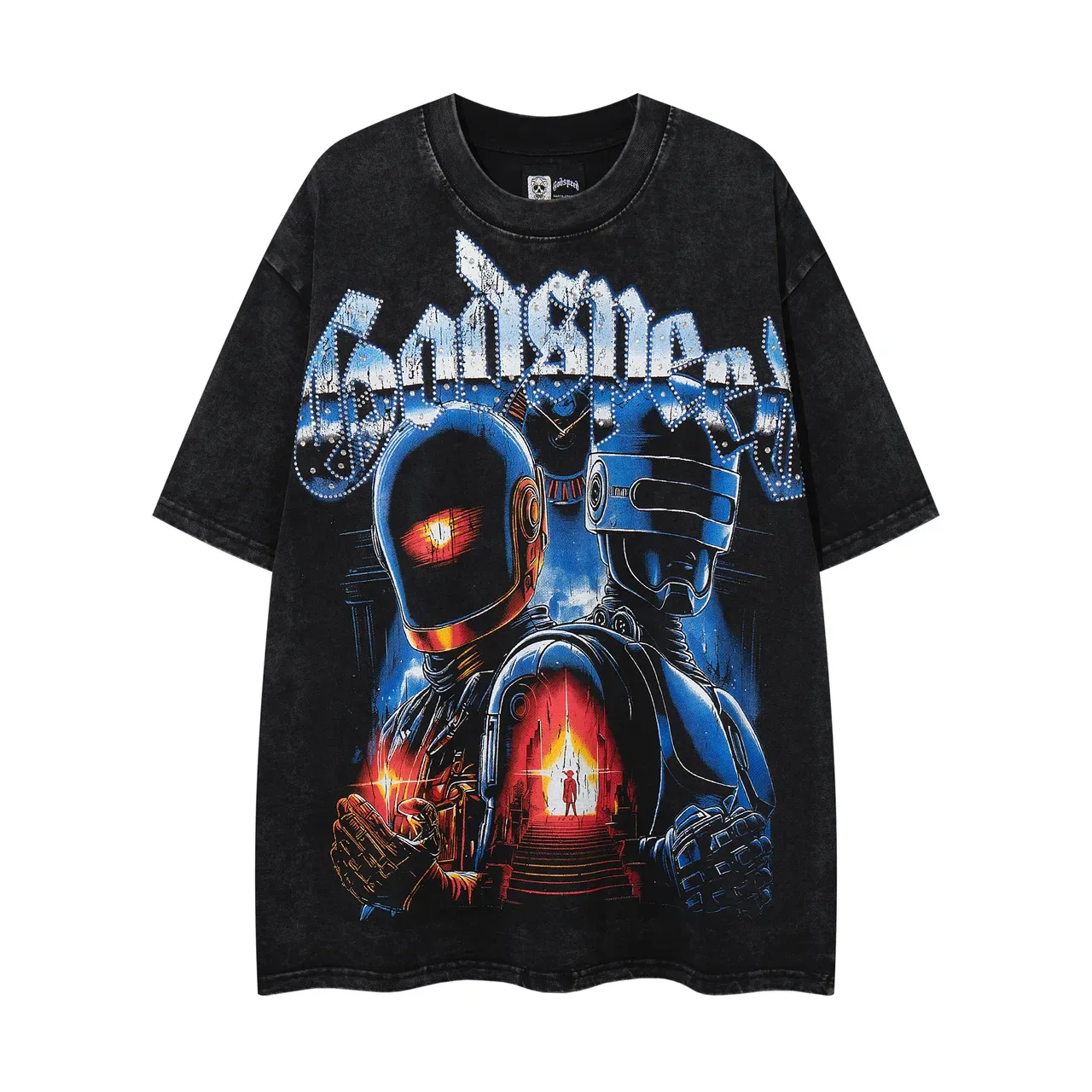 Godspeed The Road To Eternal Life Oversized Distressed Black Graphic T-Shirt 3