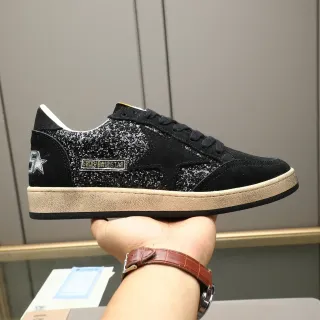 Golden Goose Ball Star 黑色 米色 麂皮 银色 亮片 覆盖 生活方式 运动鞋