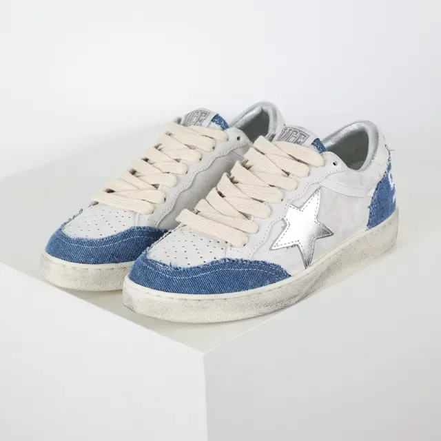 Golden Goose Super-Star Chaussures lifestyle en denim blanc et bleu dégradé 2