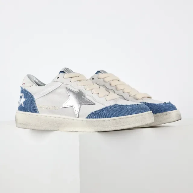 Golden Goose Super-Star Chaussures lifestyle en denim blanc et bleu dégradé 3