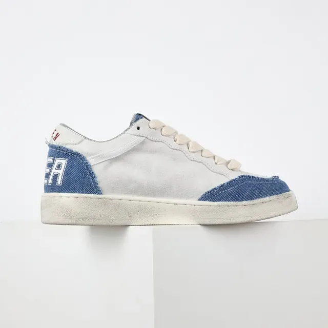 Golden Goose Super-Star Chaussures lifestyle en denim blanc et bleu dégradé 7