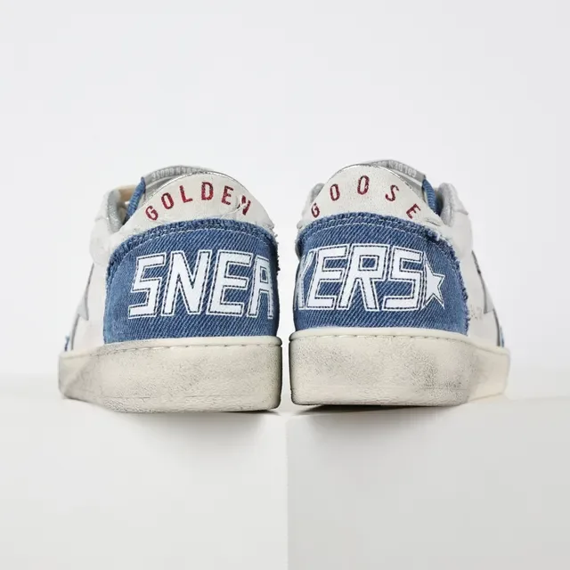 Golden Goose Super-Star Chaussures lifestyle en denim blanc et bleu dégradé 8