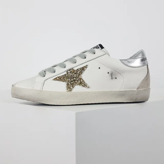 Golden Goose Superstar Sneakers Lifestyle Étoile Distressed Blanche Scintillante 9