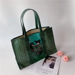 Goyard Saint-Louis Tote Navy Blue Structured Coated Canvas Monogrammed Goyardine Tote Bag 8