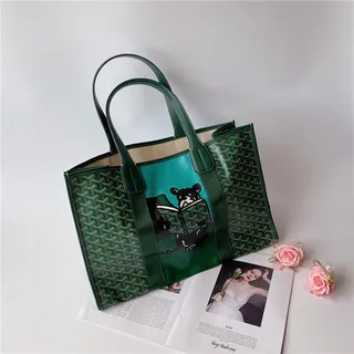 Goyard Saint-Louis Tote Navy Blue Structured Coated Canvas Monogrammed Goyardine Tote Bag 10