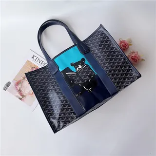 Goyard Saint-Louis Tote Navy Blue Structured Coated Canvas Monogrammed Goyardine Tote Bag 13