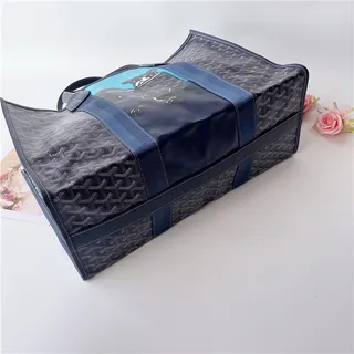 Goyard Saint-Louis Tote Navy Blue Structured Coated Canvas Monogrammed Goyardine Tote Bag 16