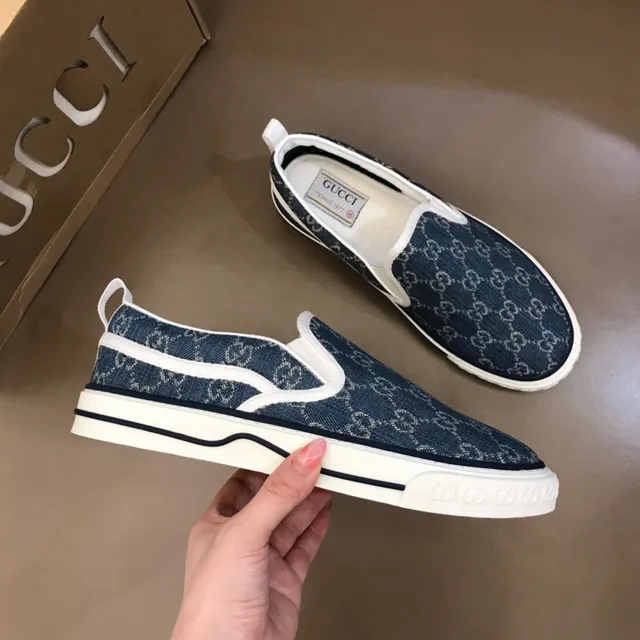 Gucci Ace GG Monogram Denim Slip-On Lifestyle Sneakers 6