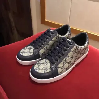 Gucci Ace GG Supreme Beige and Navy Lifestyle Sneakers