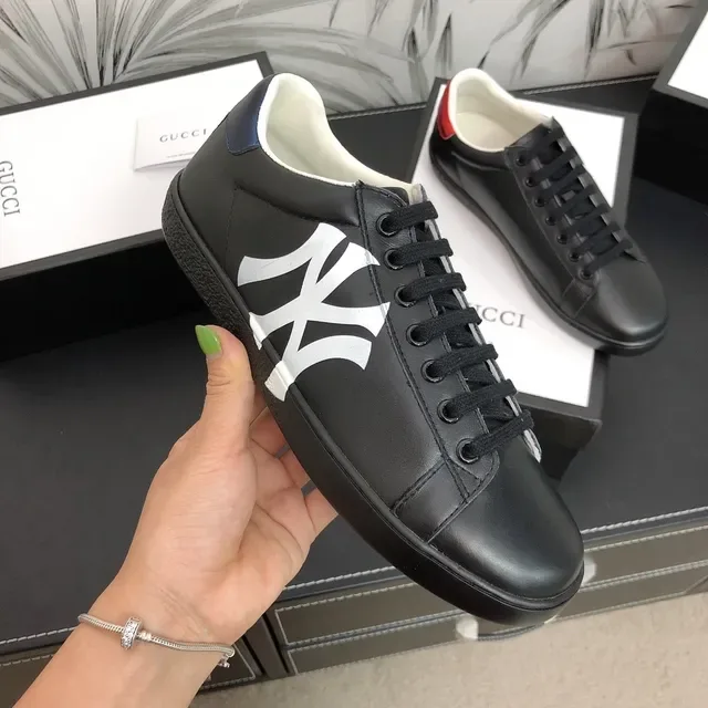 Gucci Ace New York Yankees Black White Red Lifestyle Sneakers 5