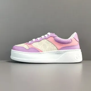 Gucci Ace Platform Lavender Pink Beige GG Monogram Lifestyle Sneakers