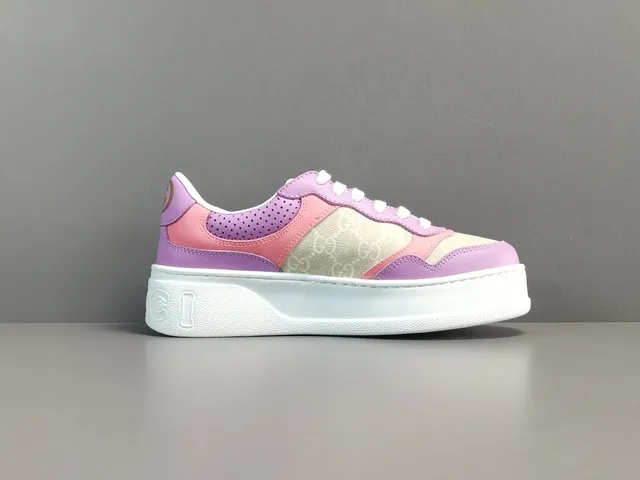 Gucci Ace Platform Lavender Pink Beige GG Monogram Lifestyle Sneakers 11