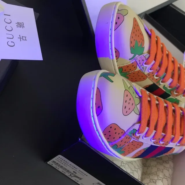 Gucci Ace Strawberry Print Lifestyle Sneakers 4
