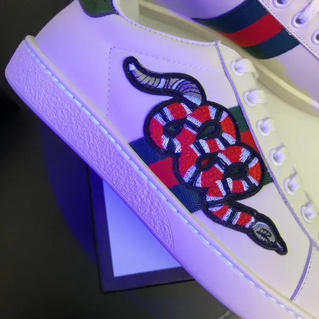 Gucci Ace White Snake Embroidery Lifestyle Sneakers 5