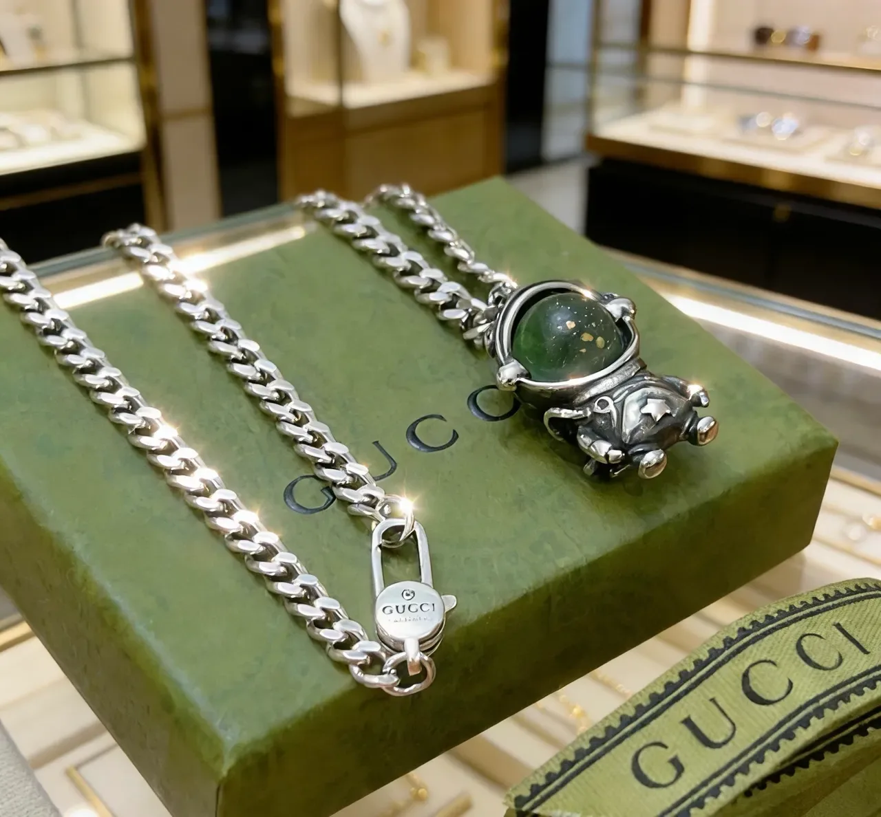 Gucci Astronaut Pendant Silver Chain Necklace 7