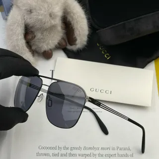 Gucci Aviator-Style Metal Frame Gradient Gray Sunglasses