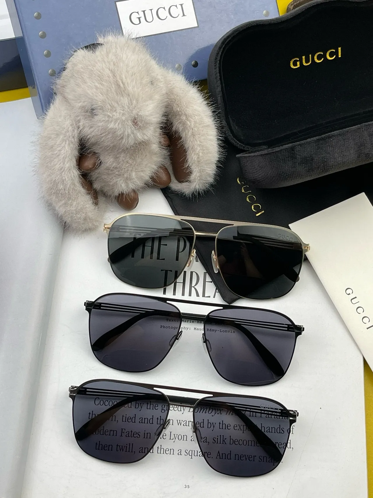 Gucci Aviator-Style Metal Frame Gradient Gray Sunglasses 3