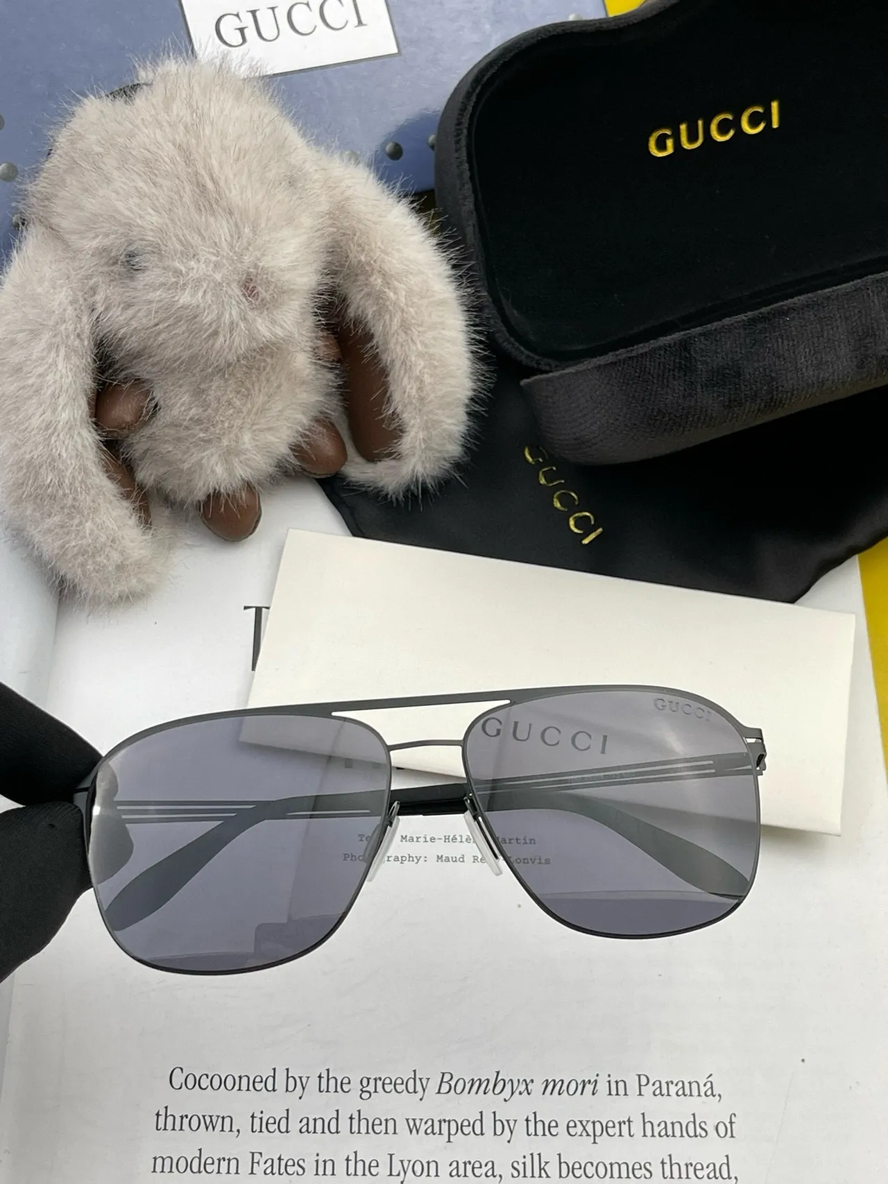 Gucci Aviator-Style Metal Frame Gradient Gray Sunglasses 5