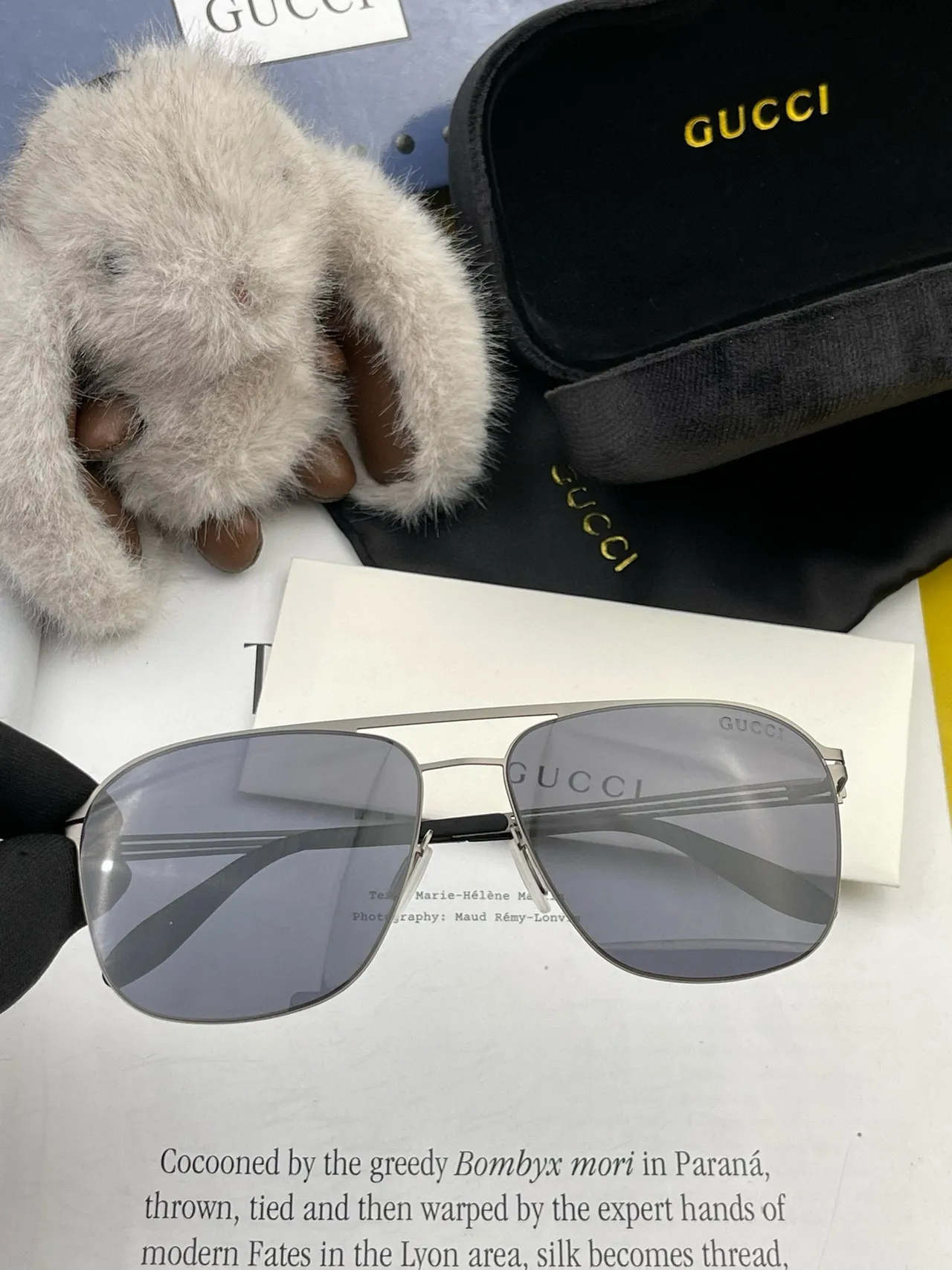 Gucci Aviator-Style Metal Frame Gradient Gray Sunglasses 7