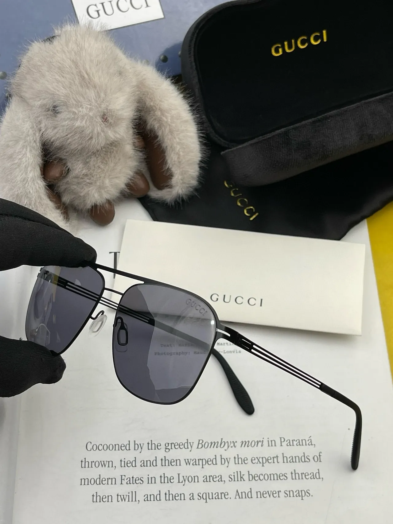 Gucci Aviator-Style Metal Frame Gradient Gray Sunglasses 8
