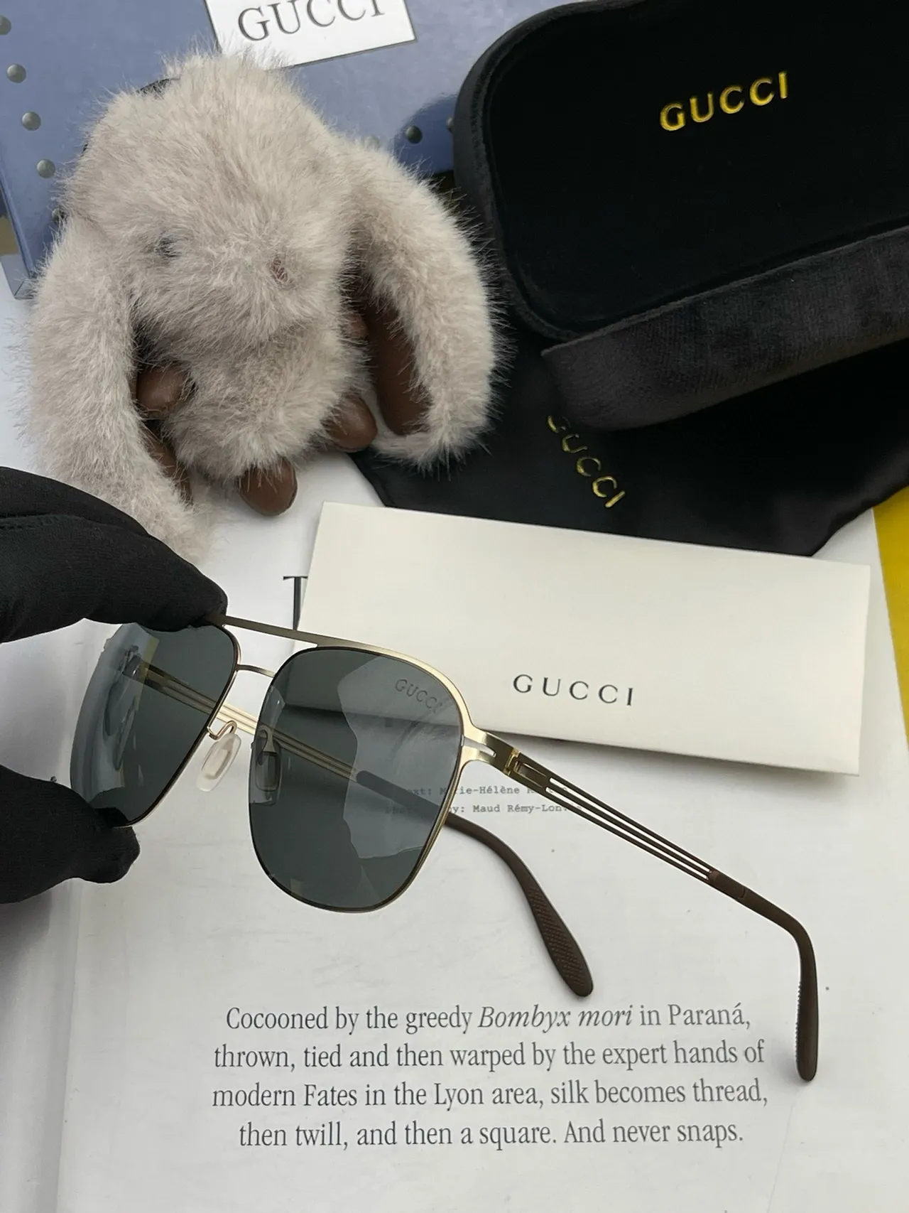 Gucci Aviator-Style Metal Frame Gradient Gray Sunglasses 9