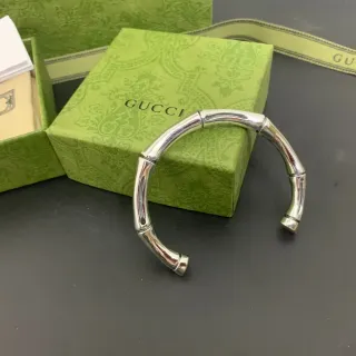 Gucci Bamboo Bracelet Polished Silver-Tone Open Cuff Bracelet