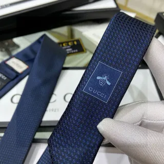Gucci Bee Motif Honeycomb Woven Navy Necktie