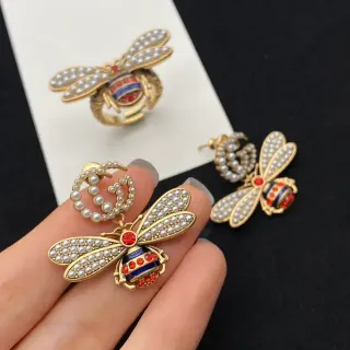Gucci Bee Pearl and Enamel Earrings
