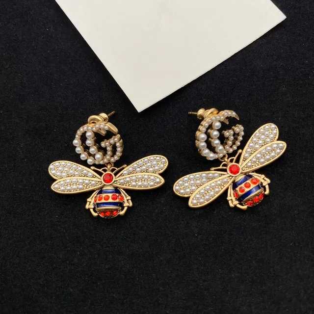 Gucci Bee Pearl and Enamel Earrings 2