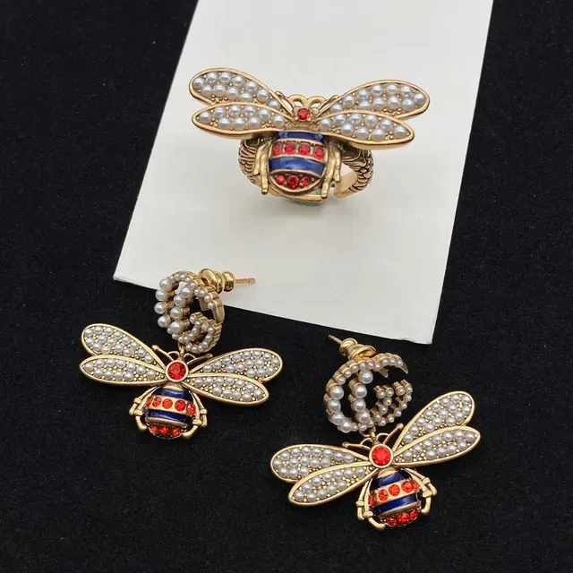 Gucci Bee Pearl and Enamel Earrings 3