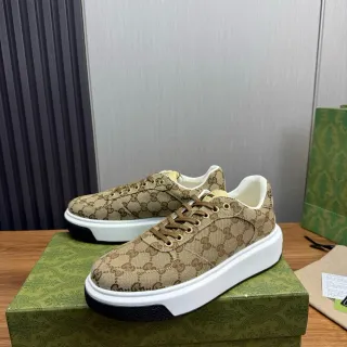 Gucci Beige Brown GG Supreme Monogram Canvas Chunky Platform Sole Lifestyle Sneakers