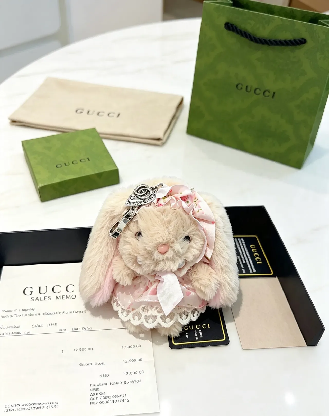 Gucci Beige Pink Plush Rabbit Faux Fur Crossbody Bag 2