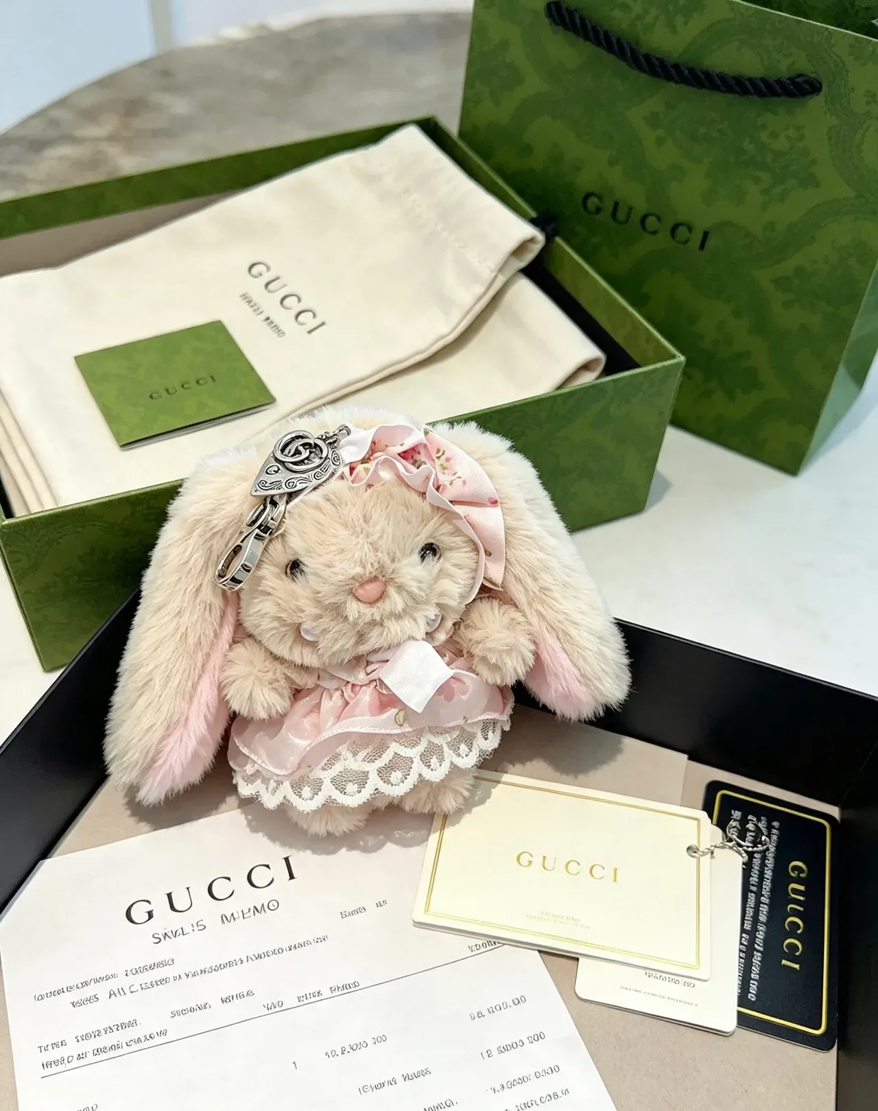 Gucci Beige Pink Plush Rabbit Faux Fur Crossbody Bag 3