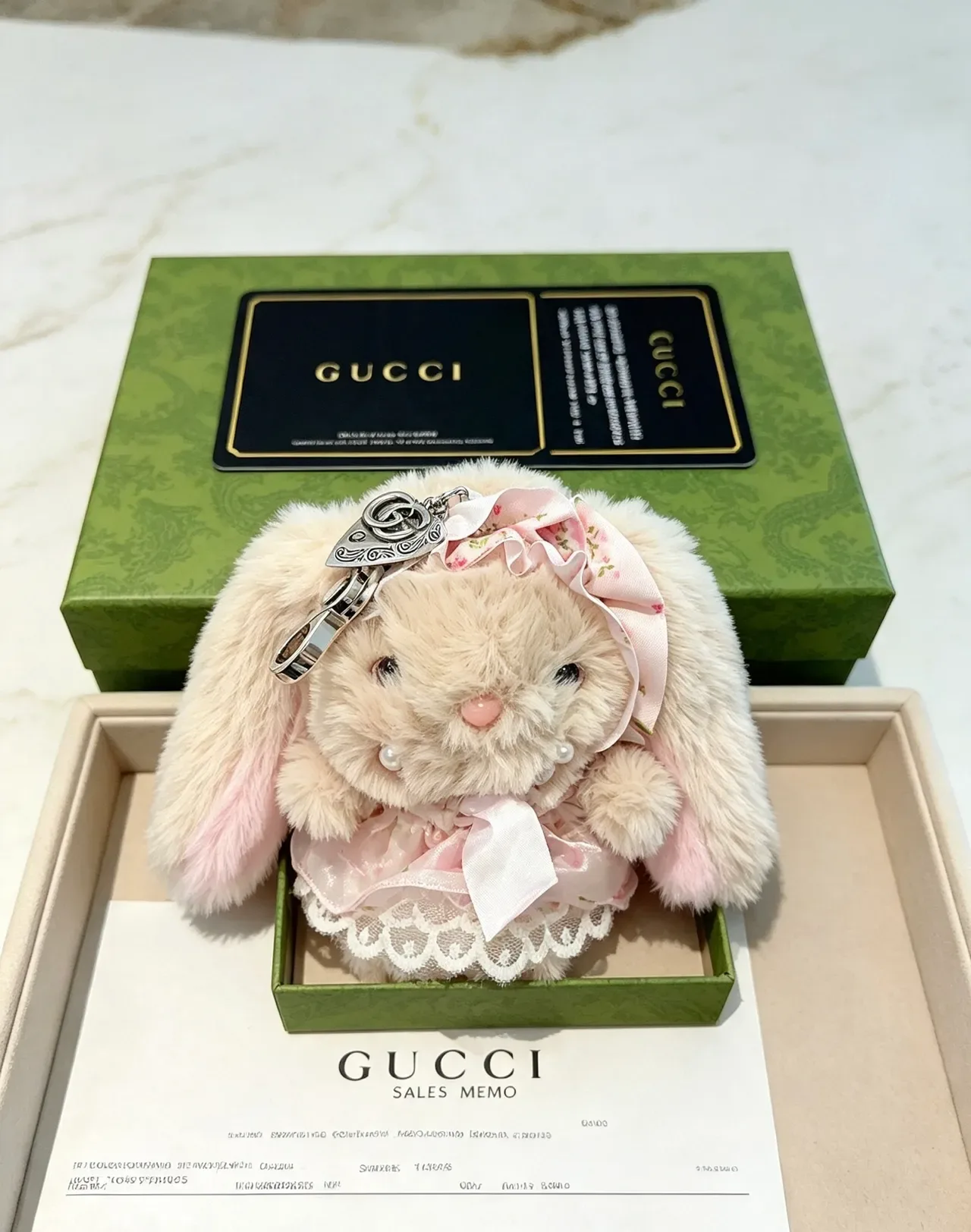Gucci Beige Pink Plush Rabbit Faux Fur Crossbody Bag 4