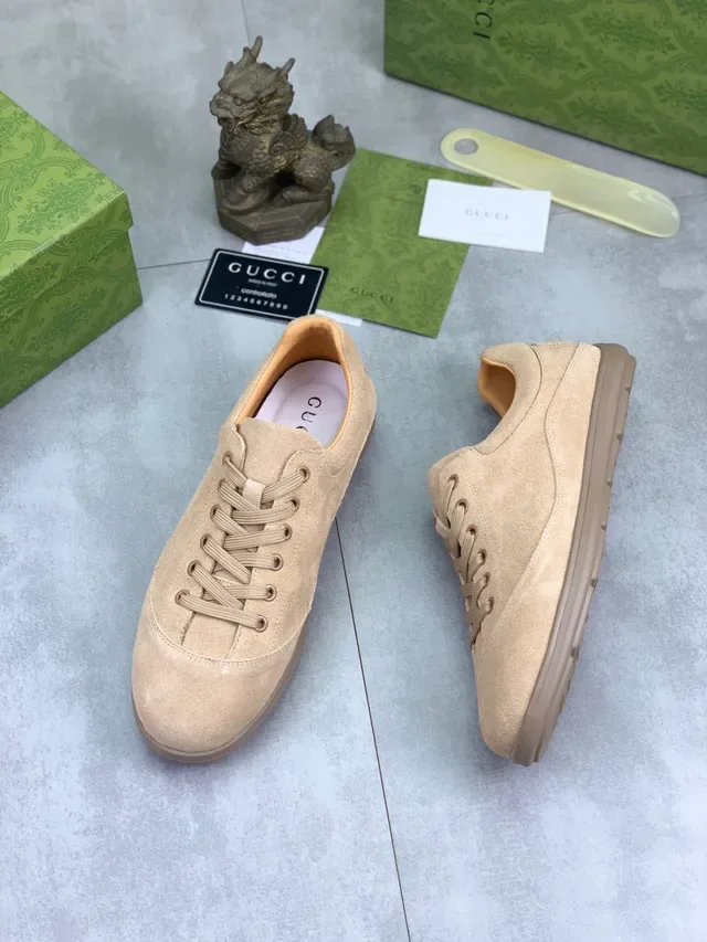 Gucci Beige Suede Low-Top Lace-Up Lifestyle Sneakers 6