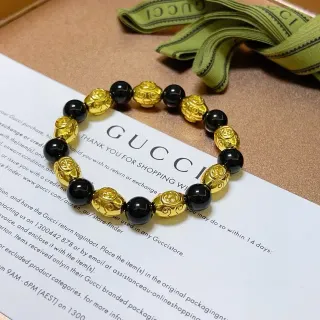 Gucci Black and Gold-Tone Beaded Bracelet